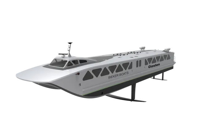 A foil ferry designed to use battery electric propulsion (Image: Glosten)