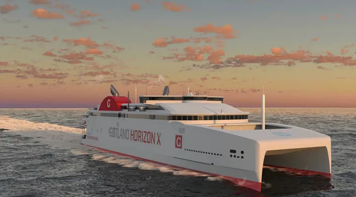 Figure 1. Gotland Horizon X will be the world’s first large-scale catamaran capable of operating on 100% hydrogen fuel (courtesy Austal).
