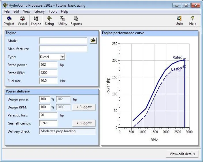 Figure 2 – HydroComp PropExpert 2013 interface