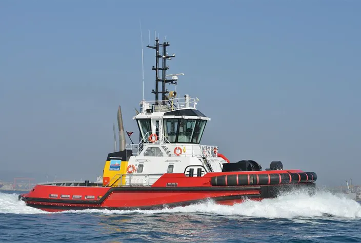 The first tug to be fitted with Caterpillar's Advanced Variable Drive, a hybrid system, is one of Sanmar’s popular and successful Bogaçay Series. It will be the 38th of this class to enter service, a class designed exclusively by RAL for Sanmar. Photo courtesy Sanmar.