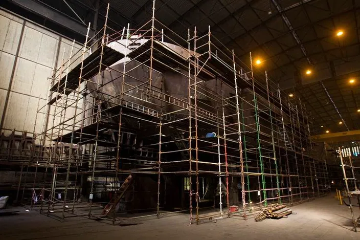 The first of TNPA’s nine tugs is about 35% complete and its hull and superstructure are 70% complete. The first tug is expected to be handed over in January 2016 (Photo: TNPA)