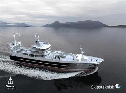 The new fishing vessel will feature an integrated Wärtsilä propulsion solution including main engine, controllable pitch propeller and gearbox. (Image: Simek, Skipsteknisk)