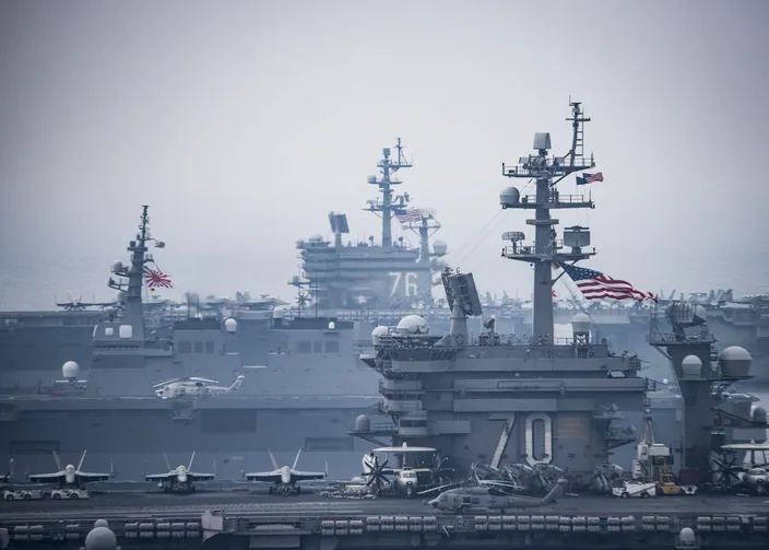 U.S. Navy forces and the Japan Maritime Self-Defense Force routinely train together to improve interoperability and readiness to provide stability and security for the Indo-Asia Pacific region. (U.S. Navy photo by Z.A. Landers)