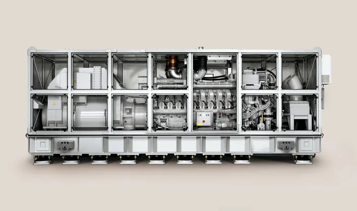 The MTU gensets have double-resilient mounting systems and are housed within acoustic enclosures. This creates a propulsion system with an extremely low level of acoustic emissions. (Image: MTU)