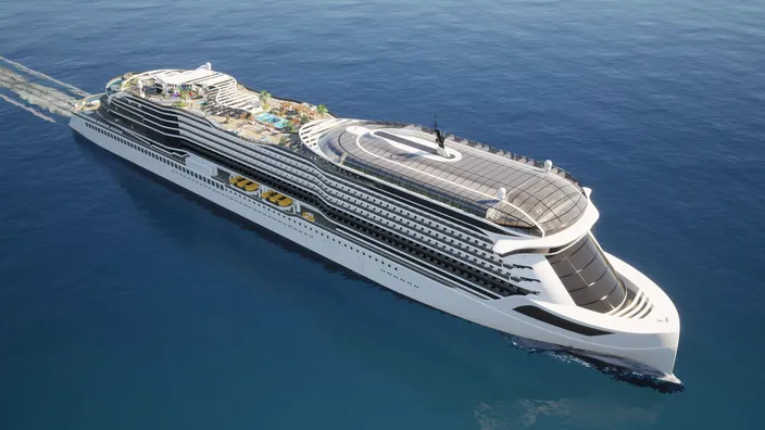 German shipbuilder Meyer Werft has introduced a concept for what it says would be the world’s first fully battery-electric cruise ship exceeding 80,000 gross tons, signaling a bold step forward in the industry’s push toward decarbonization. Image courtesy Meyer Werft