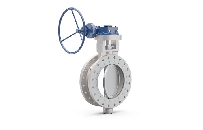 Illustration of a new Wärtsilä Shipham Valves 8-inch size, 150 lbs duplex butterfly valve