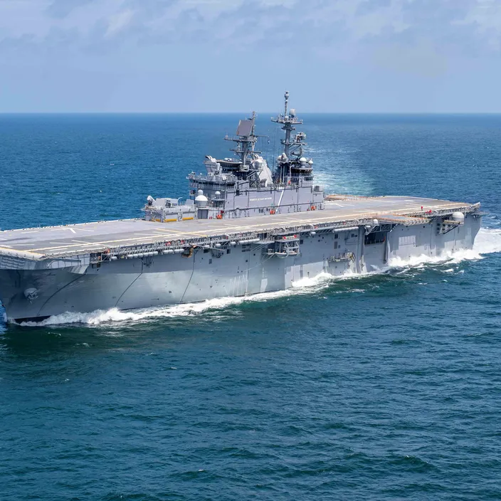 The Ingalls-built amphibious assault ship Tripoli (LHA 7) (Photo: Derek Fountain / HII)