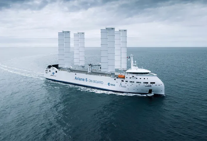 Jifmar-group-library.jpg The 121 metres long Canopée vessel with its hybrid propulsion of two diesel engines and four OceanWings®.
© Jifmar Group Library / Tom Van Oossanen