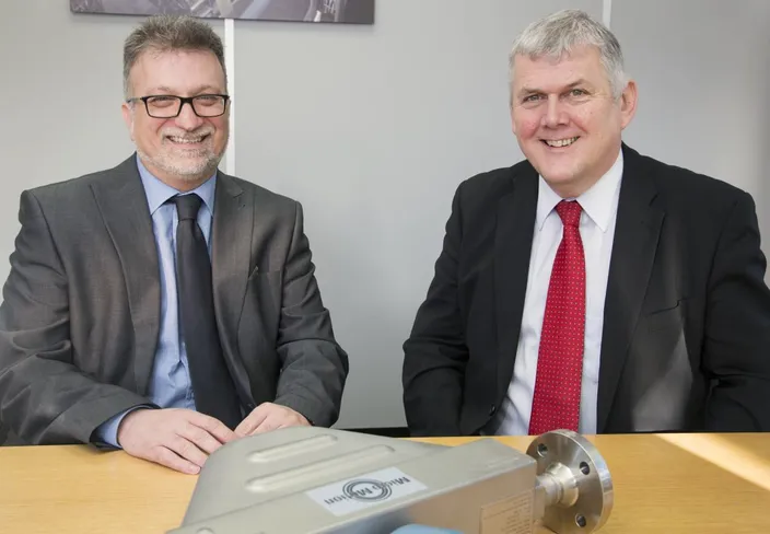 L to R - Dr Kayvan Pazouki of Newcastle University’s School of Marine Science & Technology with Lawrence Brown, managing director of Royston Diesel Power. (Photo: Royston)