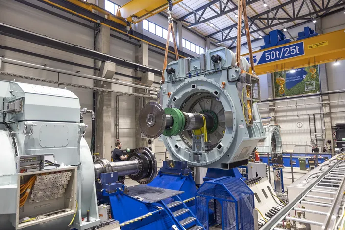 The Large Drive Test Center where they test all the PM machines before delivery to the shipyards. Image courtesy Yaskawa Environmental Energy / The Switch