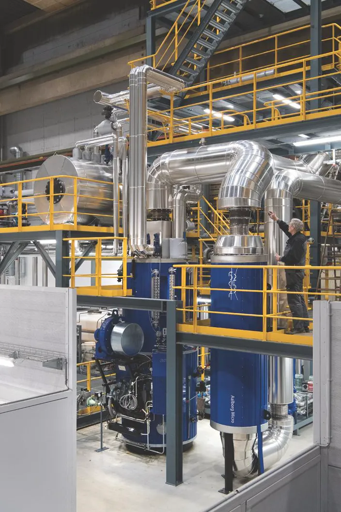 An Alfa Laval Aalborg OS-TCi boiler fitted with a gas burner.   (Photo: Alfa Laval)