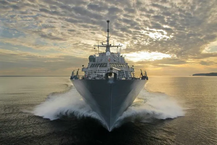 The littoral combat ship Pre-Commissioning Unit (PCU) Fort Worth (LCS 3) conducts builders trials in Lake Michigan. (U.S. Navy photo courtesy of Lockheed Martin by Michael Rote/Released)