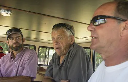 Lummi Island Wild’s reef net manager Ian Kirouac, president Keith Carpenter and Mavrik’s sea trial captain Chuck Albertson