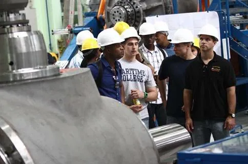 Maritime Cadets tour the plant (Photo: SUNY Maritime)