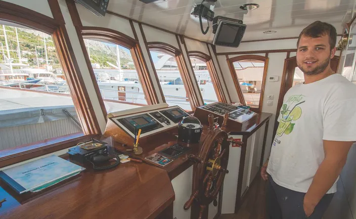 Capt. Duje Mladin on the bridge of the Admiral (Photo courtesy Mladin family)