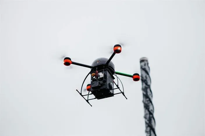 Multicopter with sensors (photograph taken by Aeromon Ltd.)
