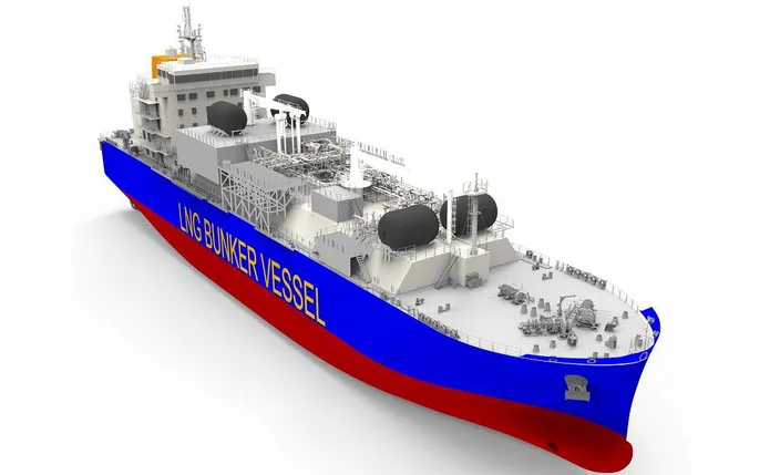 Navire avitailleur GNL 3D LNG bunkering vessel (Photo: Total) 