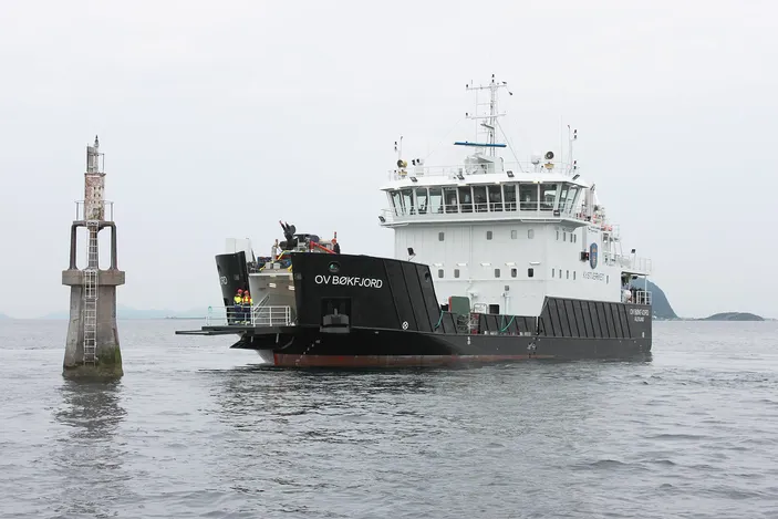 Norwegian Coastal Administration Shipping Company’s multifunctional vessel OV Bøkfjord is equipped with an environment-friendly hybrid system (Photo: Rolls- Royce)