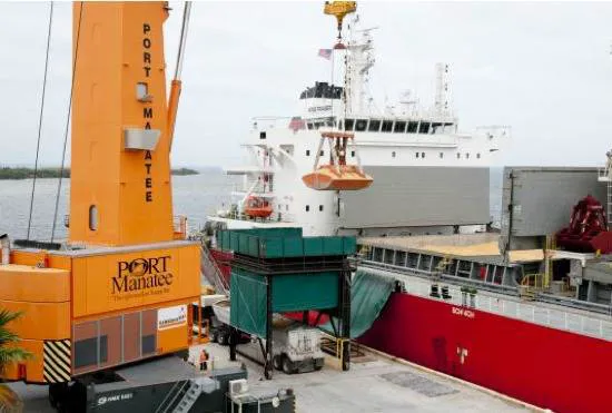 Offloading Corn at Port Manatee: Photo credit Port Manatee