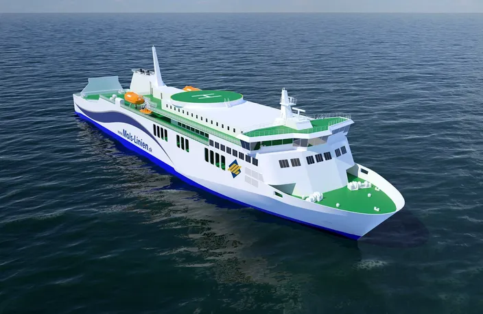 The new car and passenger ferry being built for Danish operator Mols-Linien will be powered by two eight-cylinder Wärtsilä 31 main engines. (Image: Wärtsilä)