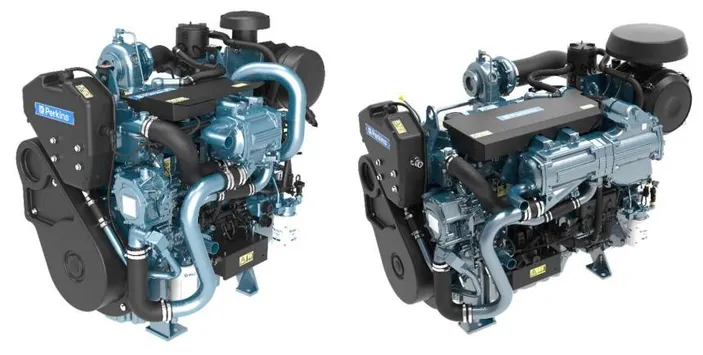 Perkins E44 Electronic Auxiliary Marine Engine (left) and  Perkins E70B Electronic Auxiliary Marine Engine (right). (Image: Perkins)