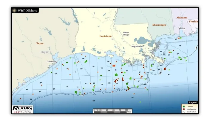 Map of Rigs, Platforms in GofM: Image credit W&T Offshore
