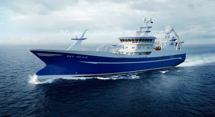 The new purse seiner/trawler being built by the Danish shipbuilder Karstensen Shipyard will be the world's first fishing vessel with the Wärtsilä 31 engine. (Image: Wärtsilä)