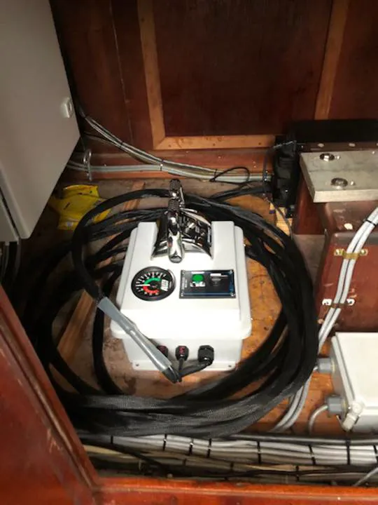 The remote control unit stored in the wheelhouse. Courtesy of The Boat Company