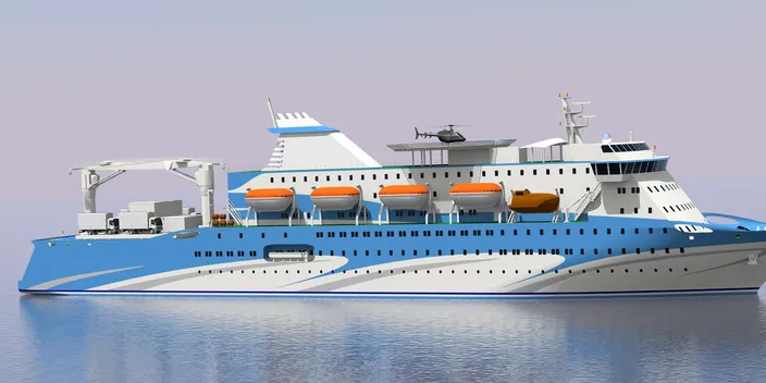 Rendering of the new 1,200-passenger ferry to be built at Cochin Shipyard in India (Image: ABB)