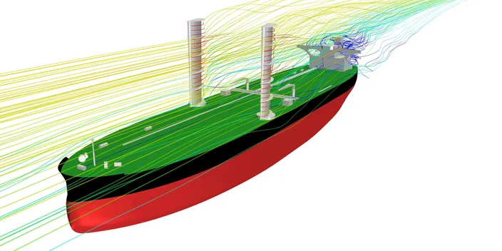 Rendering of the VLCC with the wings sails in place (Image: KSOE)