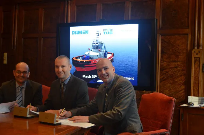 Left to Right: Mijndert Wiesenekker, Damen; Todd Barber, Robert Allan Ltd; Evan Willemsen, Rotortug