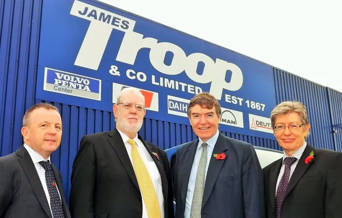 Left to right: Robert Pollock, Bob Troop, Defence Minister Philip Dunne, Derek Bate (Photo: James Troop)