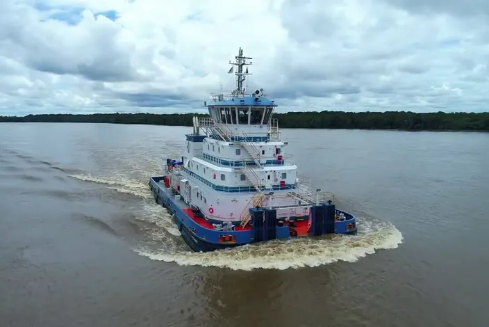 Two new Robert Allan Ltd custom-designed pusher tugs are now being operated along the Amazon River system by Hidrovias do Brasil S.A. (Photo: Robert Allan Ltd)
