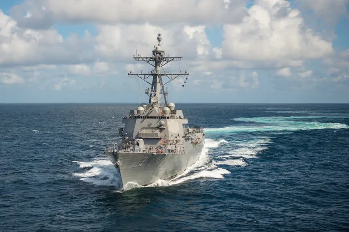 John Finn (DDG 113) sails the Gulf of Mexico during Alpha  sea trials in October (Photo by Lance Davis/HII).