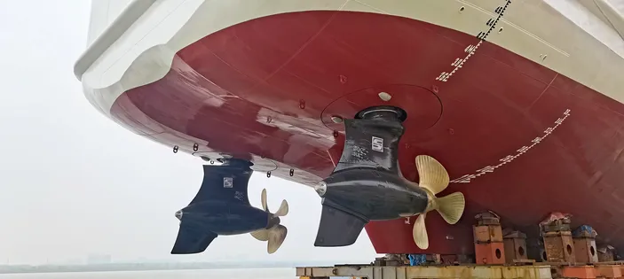Schottel EcoPellers were chosen for China's first ice-breaking beacon vessel. Image courtesy Schottel