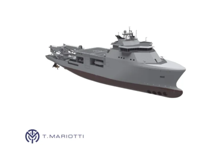 The new SDO-SuRS (Special and Diving Operations - Submarine Rescue Ship) to be built by the Italian shipyard T.Mariotti for the Italian navy. Image courtesy Kongsber/T. Mariotti