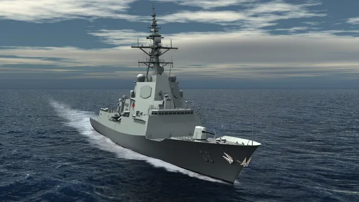 Shown is an artist rendering of the Royal Australian Navy’s Hobart-class Air Warfare Destroyer. Each of the three AWDs for this program will be powered by two LM2500 gas turbines in a Combined Diesel or Gas turbine (CODOG) configuration. Photo courtesy of the AWD Alliance.