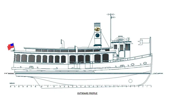An all steel vessel the new ferry is similar in style to the steam driven riverboats of a century ago. 