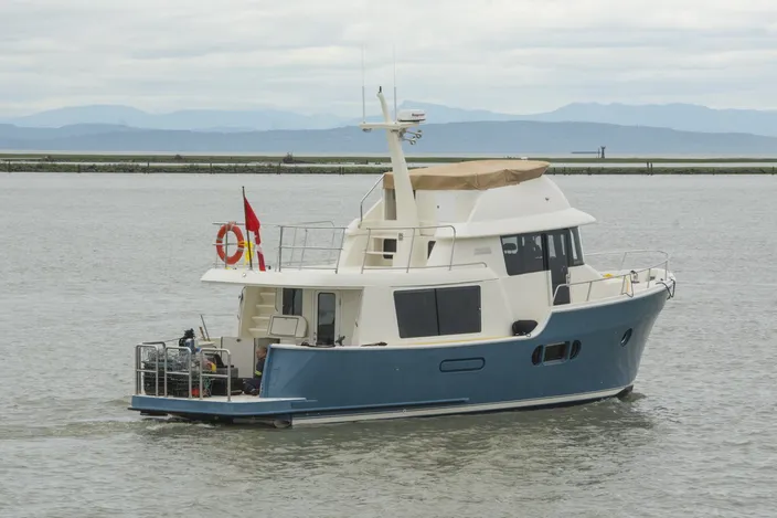  This stern-quarter view shows the very utilitarian covered after deck with room for crab traps and other cargo. Photo: Haig-Brown/Cummins