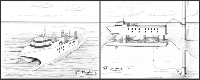 Submersible Hull Catamaran: Image credit OSSeas Ltd