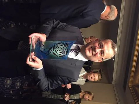 Thordon Bearings’ George Morrison was presented with the Tanker Shipping & Trade Environmental Award for the COMPAC system (Photo: Thordon Bearings)
