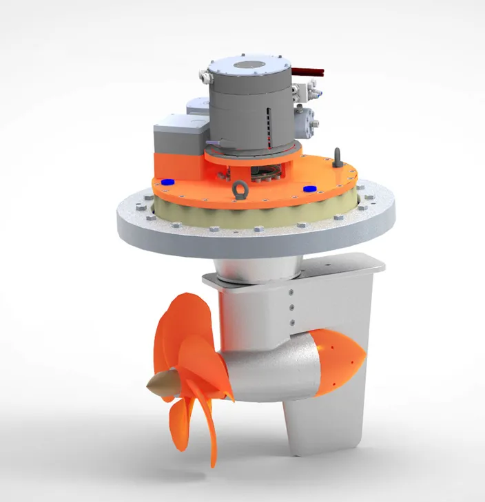 Torqeedo rudder propeller-type steerable thruster. Image courtesy Torqueedo