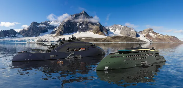 ULSTEIN THOR and ULSTEIN SIF with an autonomous surface vehicle underway. Image courtesy Ulstein