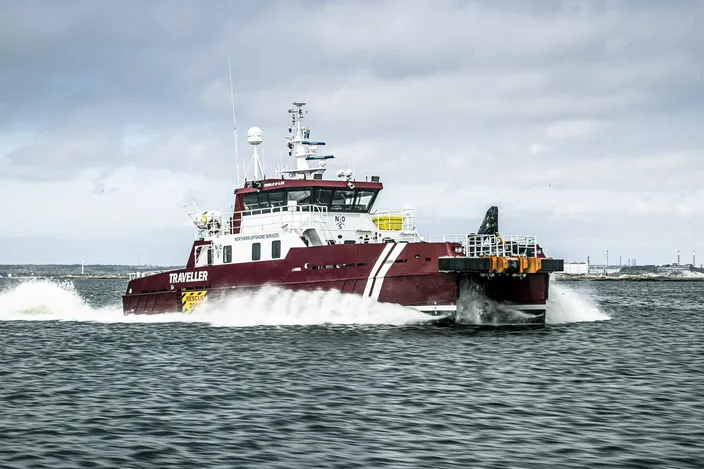 Volvo Penta led a completely remote installation of quad IPS units to repower Northern Offshore Services (NOS) vessel, the M/V Traveller, for operation in the North Sea. (Photo: Volvo Penta)