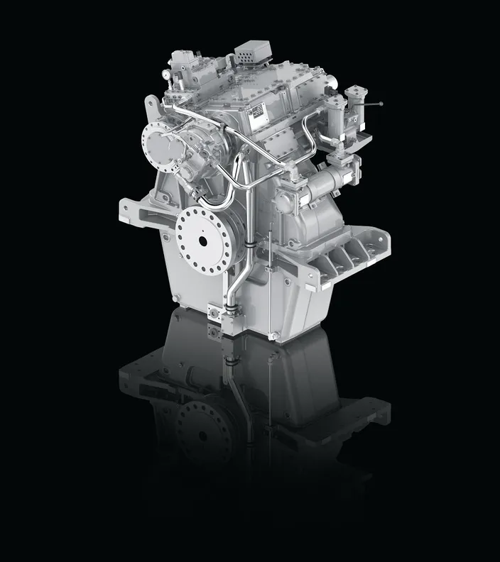 The new ZF W10000 transmission, a new generation transmission for the Offshore and Tugboat markets, available with ratios from 2.0 to 7.9:1 (Image: ZF)