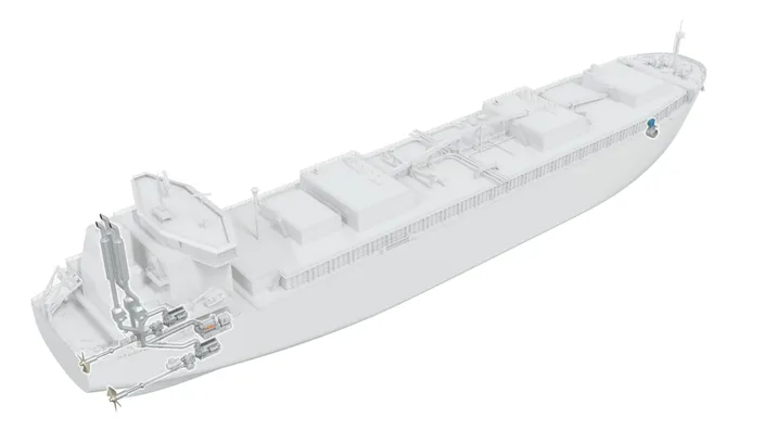 A Wartsila methanol powered cement carrier. (c) Wartsila