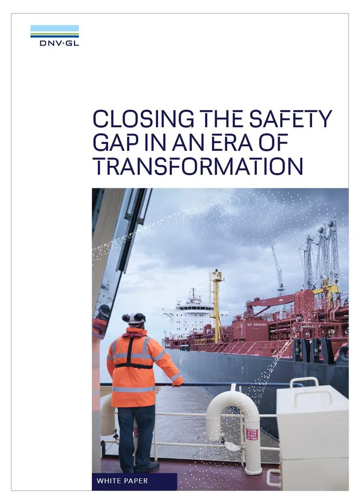 The white paper identifies a looming “safety gap” between shipping’s existing approach to safety risks and its ambitions for greater digitalization and the adoption of alternative fuels. (Image: DNV GL)